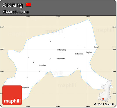 Classic Style Simple Map of Xixiang, single color outside