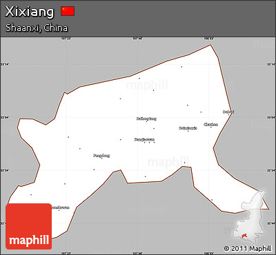 Gray Simple Map of Xixiang, cropped outside