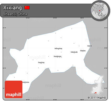 Gray Simple Map of Xixiang, single color outside