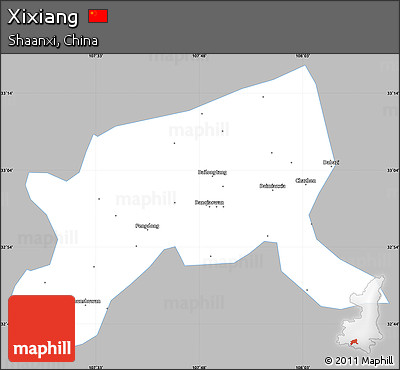 Gray Simple Map of Xixiang, single color outside