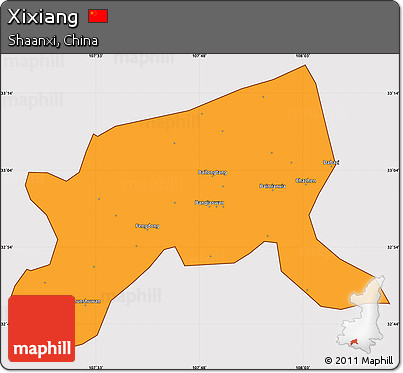 Political Simple Map of Xixiang, cropped outside
