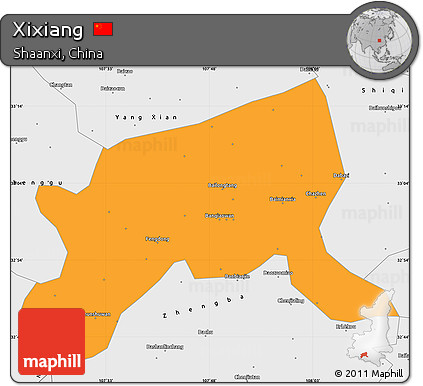 Political Simple Map of Xixiang, single color outside, borders and labels
