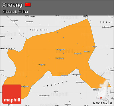 Political Simple Map of Xixiang, single color outside, borders and labels