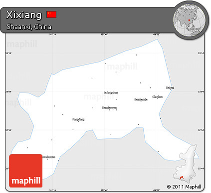 Silver Style Simple Map of Xixiang, single color outside