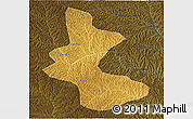 Physical 3D Map of Yan An Shi, darken
