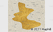 Physical 3D Map of Yan An Shi, shaded relief outside