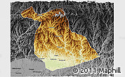 Physical 3D Map of Yang Xian, darken, desaturated
