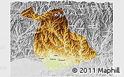 Physical 3D Map of Yang Xian, lighten, desaturated