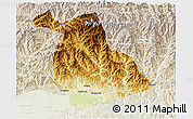 Physical 3D Map of Yang Xian, lighten