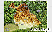 Physical 3D Map of Yang Xian, satellite outside