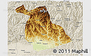 Physical 3D Map of Yang Xian, shaded relief outside