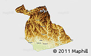 Physical 3D Map of Yang Xian, single color outside