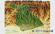 Satellite 3D Map of Yang Xian, physical outside