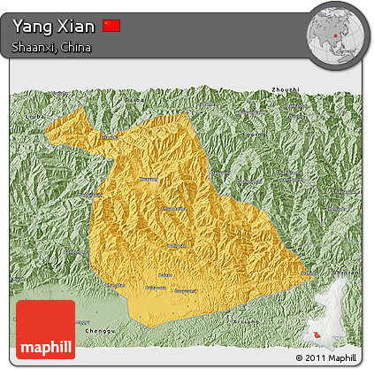 Savanna Style 3D Map of Yang Xian