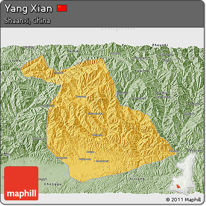 Savanna Style 3D Map of Yang Xian