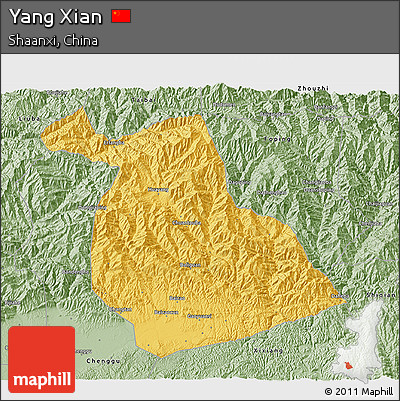 Savanna Style 3D Map of Yang Xian