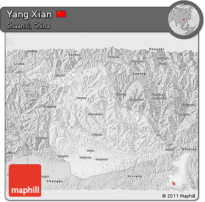 Silver Style 3D Map of Yang Xian