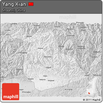 Silver Style 3D Map of Yang Xian
