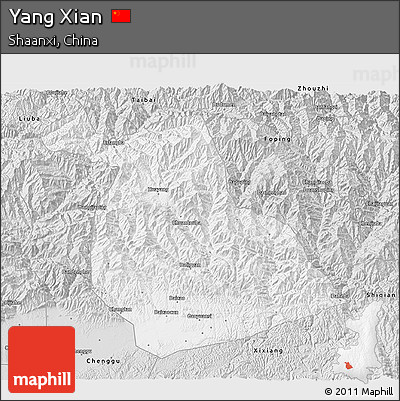 Silver Style 3D Map of Yang Xian