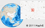 Shaded Relief Location Map of Yang Xian, highlighted country