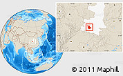 Shaded Relief Location Map of Yang Xian, highlighted parent region