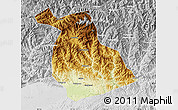 Physical Map of Yang Xian, lighten, desaturated