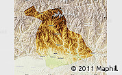 Physical Map of Yang Xian, lighten