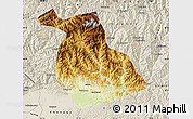 Physical Map of Yang Xian, shaded relief outside
