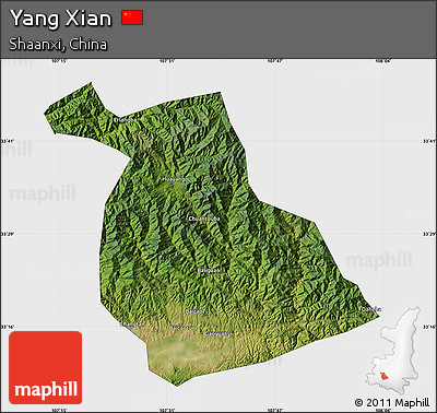 Satellite Map of Yang Xian, single color outside