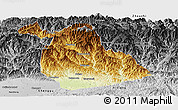 Physical Panoramic Map of Yang Xian, desaturated