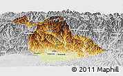 Physical Panoramic Map of Yang Xian, lighten, desaturated