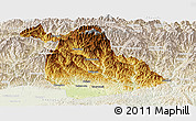 Physical Panoramic Map of Yang Xian, lighten