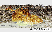 Physical Panoramic Map of Yang Xian, semi-desaturated
