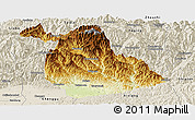 Physical Panoramic Map of Yang Xian, shaded relief outside