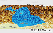 Political Panoramic Map of Yang Xian, physical outside