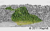 Satellite Panoramic Map of Yang Xian, lighten, desaturated