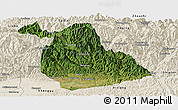 Satellite Panoramic Map of Yang Xian, shaded relief outside
