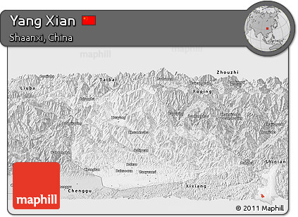 Silver Style Panoramic Map of Yang Xian