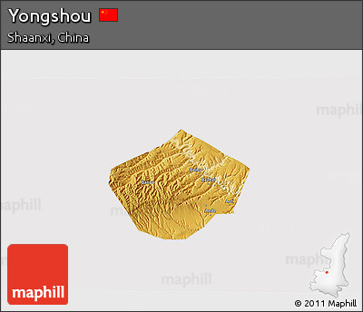 Physical 3D Map of Yongshou, cropped outside