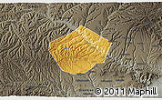 Physical 3D Map of Yongshou, darken, semi-desaturated