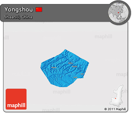 Political 3D Map of Yongshou, cropped outside