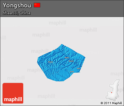 Political 3D Map of Yongshou, cropped outside