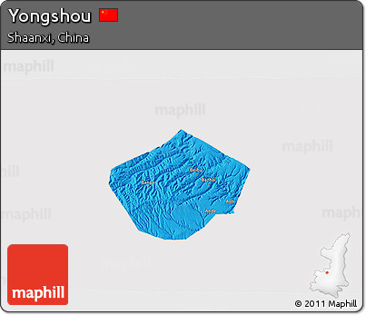 Political 3D Map of Yongshou, cropped outside
