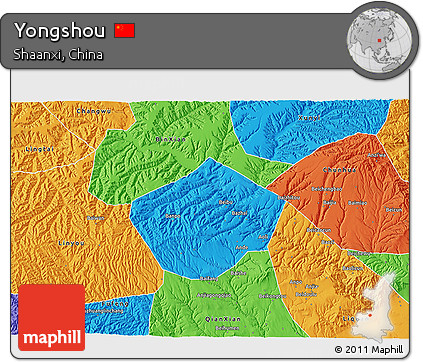 Political 3D Map of Yongshou