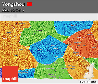 Political 3D Map of Yongshou