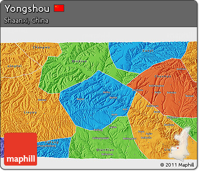 Political 3D Map of Yongshou