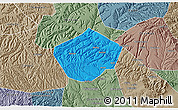 Political 3D Map of Yongshou, semi-desaturated