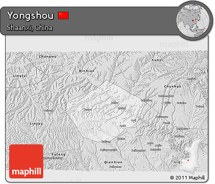 Silver Style 3D Map of Yongshou