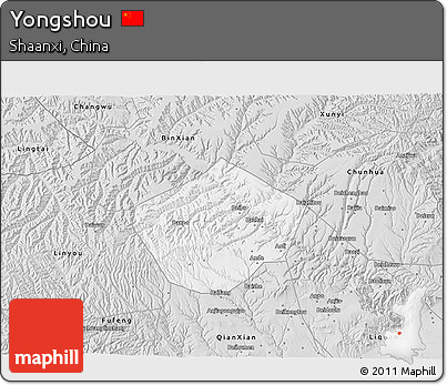 Silver Style 3D Map of Yongshou