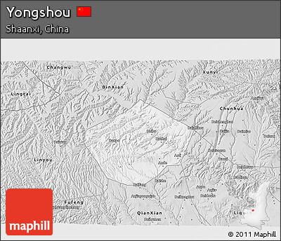 Silver Style 3D Map of Yongshou